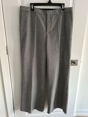 Banana Republic Woman's Wide-Leg Dress Pants in Gray Herringbone
